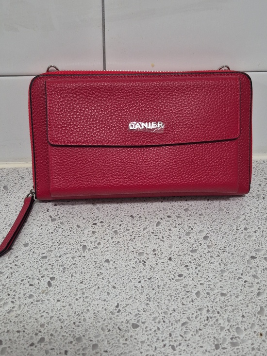 Danier Handbags - Danier Vibrant Red Leather Clutch/Wallet